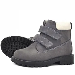 Rakerplus Neson Hakiki Deri Gri Cırtlı Kürklü Çocuk Bot