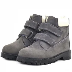 Rakerplus Neson Hakiki Deri Gri Cırtlı Kürklü Çocuk Bot