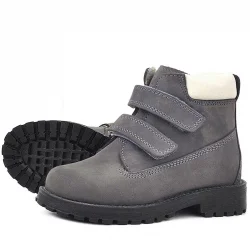 Rakerplus Neson Hakiki Deri Gri Cırtlı Kürklü Çocuk Bot