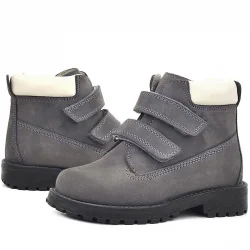 Rakerplus Neson Hakiki Deri Gri Cırtlı Kürklü Çocuk Bot