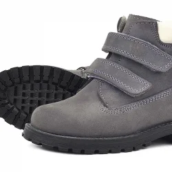 Rakerplus Neson Hakiki Deri Gri Cırtlı Kürklü Çocuk Bot