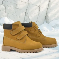 Rakerplus Neson Hakiki Deri Hardal Sarı Cırtlı Çocuk Bot