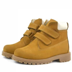 Rakerplus Neson Hakiki Deri Hardal Sarı Cırtlı Çocuk Bot