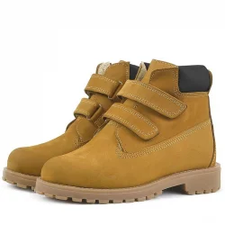 Rakerplus Neson Hakiki Deri Hardal Sarı Cırtlı Çocuk Bot