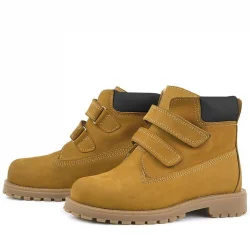 Rakerplus Neson Hakiki Deri Hardal Sarı Cırtlı Çocuk Bot