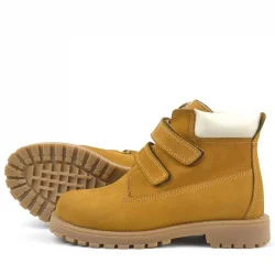 Rakerplus Neson Hakiki Deri Hardal Sarı Cırtlı Çocuk Bot