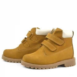 Rakerplus Neson Hakiki Deri Hardal Sarı Cırtlı Çocuk Bot