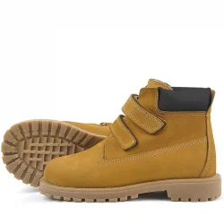 Rakerplus Neson Hakiki Deri Hardal Sarı Cırtlı Çocuk Bot