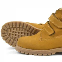 Rakerplus Neson Hakiki Deri Hardal Sarı Cırtlı Çocuk Bot