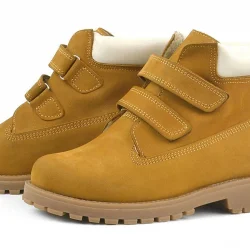 Rakerplus Neson Hakiki Deri Hardal Sarı Cırtlı Çocuk Bot