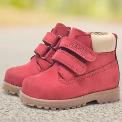 Rakerplus Neson Hakiki Deri Kırmızı Cırtlı Çocuk Bot