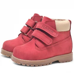 Rakerplus Neson Hakiki Deri Kırmızı Cırtlı Çocuk Bot