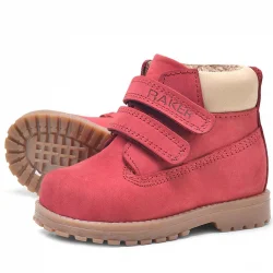 Rakerplus Neson Hakiki Deri Kırmızı Cırtlı Çocuk Bot