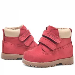 Rakerplus Neson Hakiki Deri Kırmızı Cırtlı Çocuk Bot