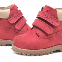 Rakerplus Neson Hakiki Deri Kırmızı Cırtlı Çocuk Bot