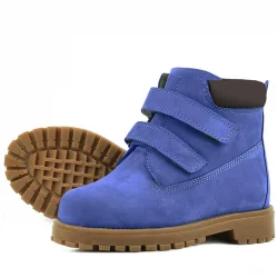 Rakerplus Neson Hakiki Deri Koyu Mavi Cırtlı Çocuk Bot