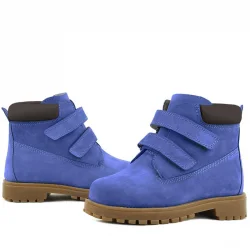 Rakerplus Neson Hakiki Deri Koyu Mavi Cırtlı Çocuk Bot