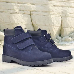 Rakerplus Neson Hakiki Deri Lacivert Nubuk Kürklü Cırtlı Çocuk Bot