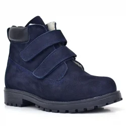 Rakerplus Neson Hakiki Deri Lacivert Nubuk Kürklü Cırtlı Çocuk Bot