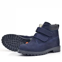 Rakerplus Neson Hakiki Deri Lacivert Nubuk Kürklü Cırtlı Çocuk Bot