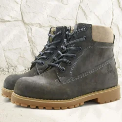 Rakerplus Neson Hakiki Deri Rahat Gri Fermuarlı Unisex Çocuk Bot