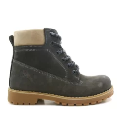 Rakerplus Neson Hakiki Deri Rahat Gri Fermuarlı Unisex Çocuk Bot