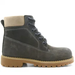 Rakerplus Neson Hakiki Deri Rahat Gri Fermuarlı Unisex Çocuk Bot