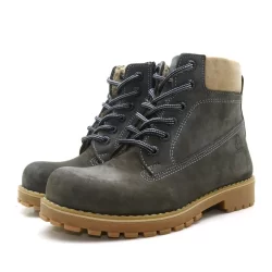 Rakerplus Neson Hakiki Deri Rahat Gri Fermuarlı Unisex Çocuk Bot