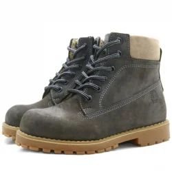 Rakerplus Neson Hakiki Deri Rahat Gri Fermuarlı Unisex Çocuk Bot