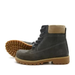 Rakerplus Neson Hakiki Deri Rahat Gri Fermuarlı Unisex Çocuk Bot