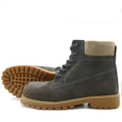 Rakerplus Neson Hakiki Deri Rahat Gri Fermuarlı Unisex Çocuk Bot