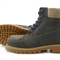 Rakerplus Neson Hakiki Deri Rahat Gri Fermuarlı Unisex Çocuk Bot