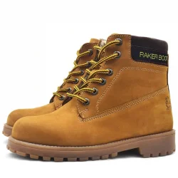 Rakerplus Neson Hakiki Deri Rahat Sarı Fermuarlı Unisex Çocuk Bot