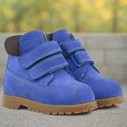 Rakerplus Neson Hakiki Deri Saks Mavi Kürklü Cırtlı Bebek Bot