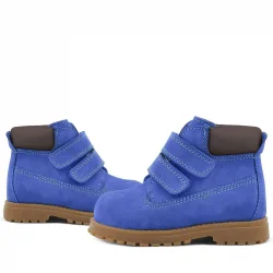 Rakerplus Neson Hakiki Deri Saks Mavi Kürklü Cırtlı Bebek Bot