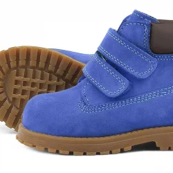 Rakerplus Neson Hakiki Deri Saks Mavi Kürklü Cırtlı Bebek Bot