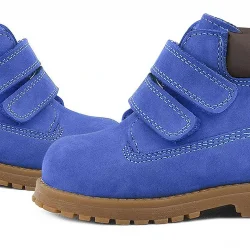 Rakerplus Neson Hakiki Deri Saks Mavi Kürklü Cırtlı Bebek Bot