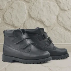 Rakerplus Neson Hakiki Deri Siyah Cırtlı Çocuk Bot