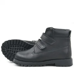 Rakerplus Neson Hakiki Deri Siyah Cırtlı Çocuk Bot