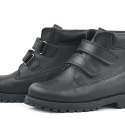 Rakerplus Neson Hakiki Deri Siyah Cırtlı Çocuk Bot