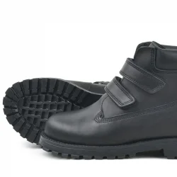 Rakerplus Neson Hakiki Deri Siyah Cırtlı Çocuk Bot