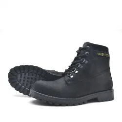 Rakerplus Neson Hakiki Deri Siyah Fermuarlı Kışlık Bot