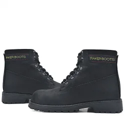 Rakerplus Neson Hakiki Deri Siyah Fermuarlı Kışlık Bot