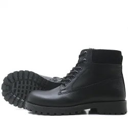 Rakerplus Neson Hakiki Deri Siyah Kışlık Bot Postal