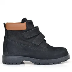 Rakerplus Neson Hakiki Deri Siyah Nubuk Cırtlı Erkek Çocuk Bot