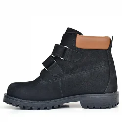 Rakerplus Neson Hakiki Deri Siyah Nubuk Cırtlı Erkek Çocuk Bot