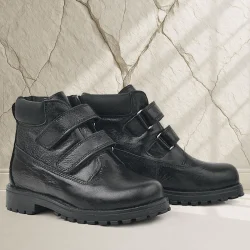 Rakerplus Neson Hakiki Deri Siyah Rugan Cırtlı Kız Çocuk Bot