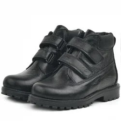 Rakerplus Neson Hakiki Deri Siyah Rugan Cırtlı Kız Çocuk Bot