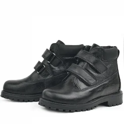 Rakerplus Neson Hakiki Deri Siyah Rugan Cırtlı Kız Çocuk Bot