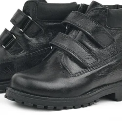 Rakerplus Neson Hakiki Deri Siyah Rugan Cırtlı Kız Çocuk Bot